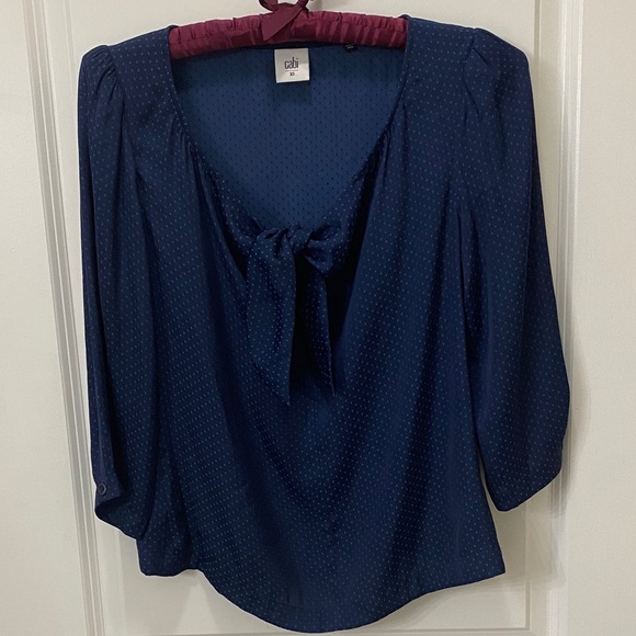 CAbi Navy Blouse with Elegant Bow - Picture 1 of 6
